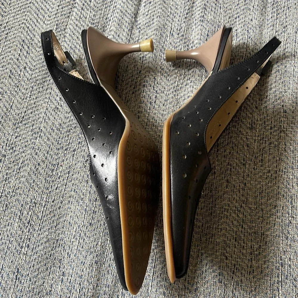 Mosquitos Women’s Black Perforated Leather Sling Back kittens Shoes Size: 5 - Picture 11 of 13